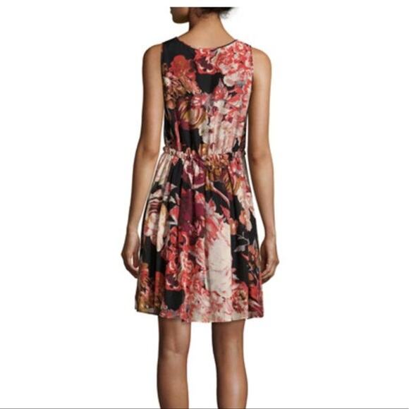 Elizabeth & James Floral Silk Chiffon Lined Mini Dress A-Line Smocked - Picture 7 of 10